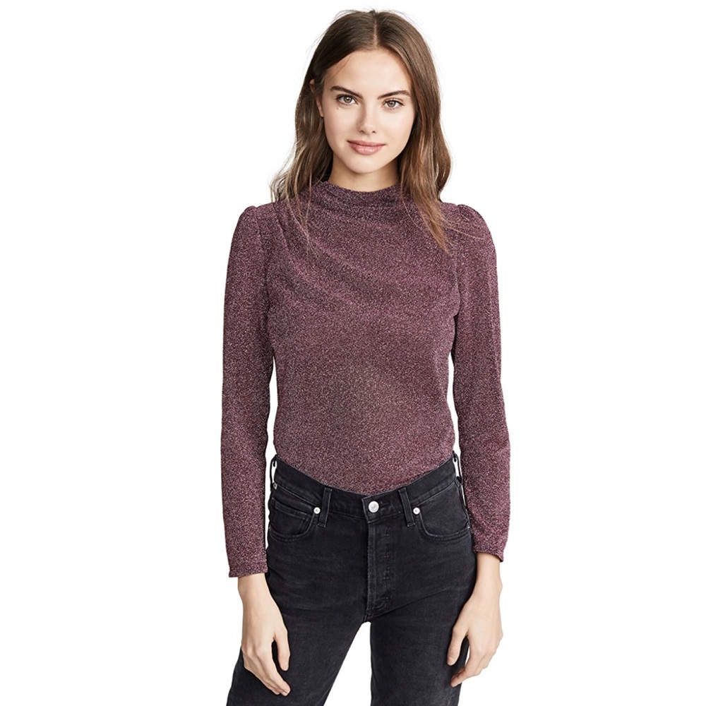 Rebecca Taylor Pink Lurex Jersey Mock Neckline